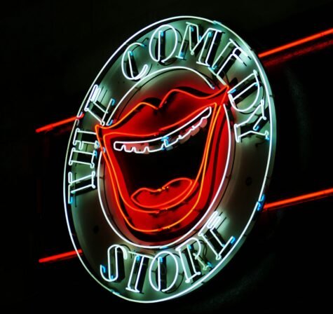 white the Comedy Store neon signage