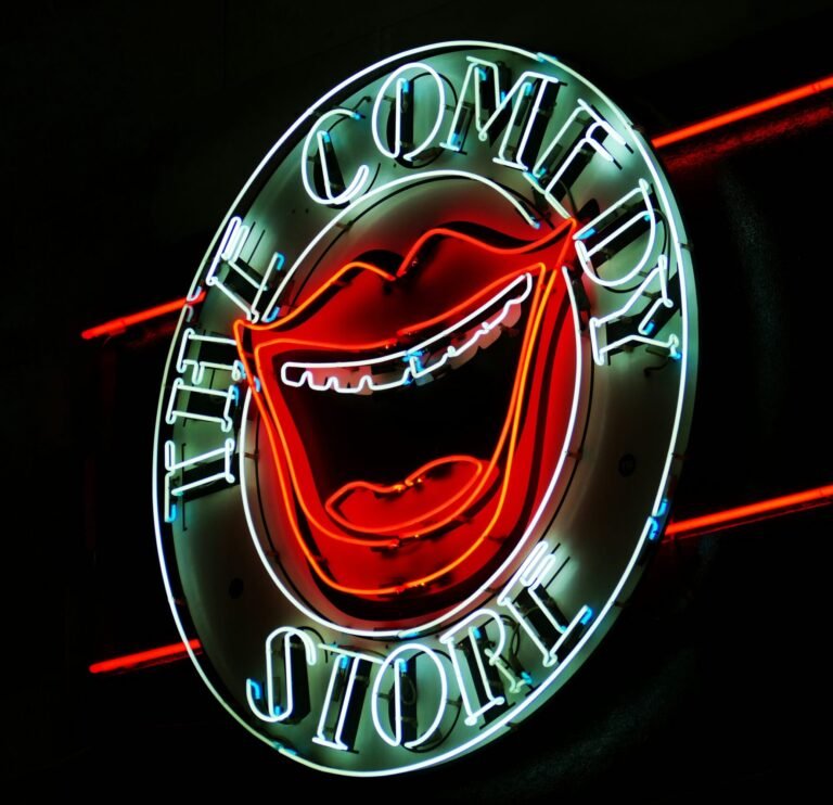 white the Comedy Store neon signage